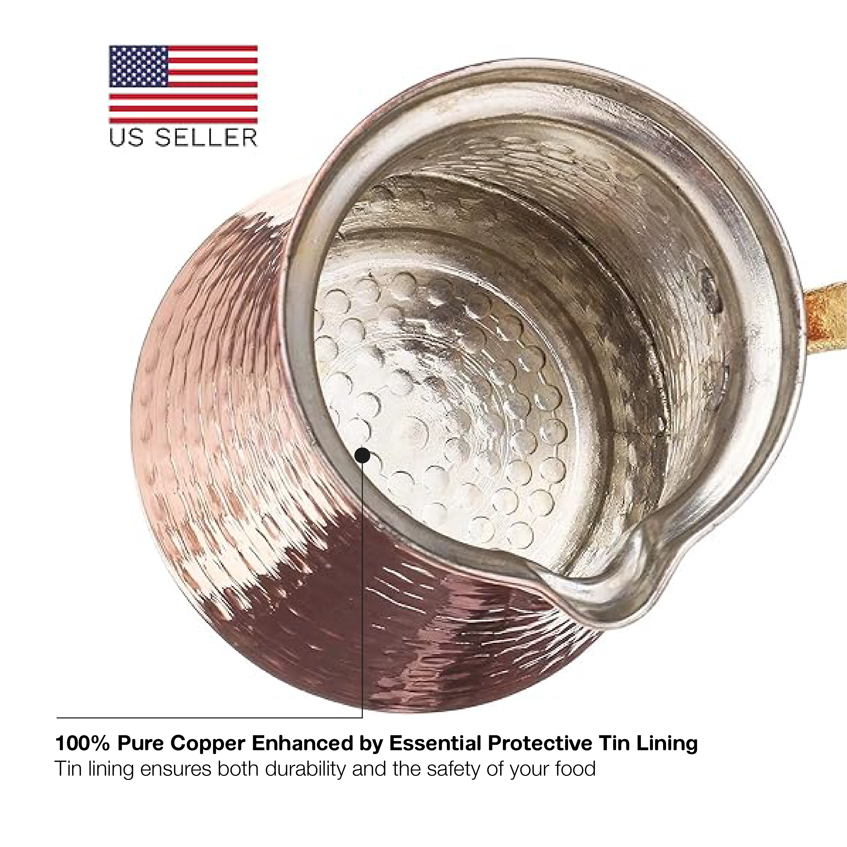 Hakan - Vendita all'ingrosso Teiere - Set 5 pezzi di caffettiere in rame turche per piano cottura, modello Cezve8