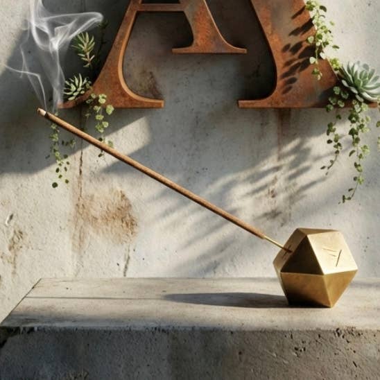 Hexagon wierookbrander met antiek messing afwerking voor wholesale door Amod aromas