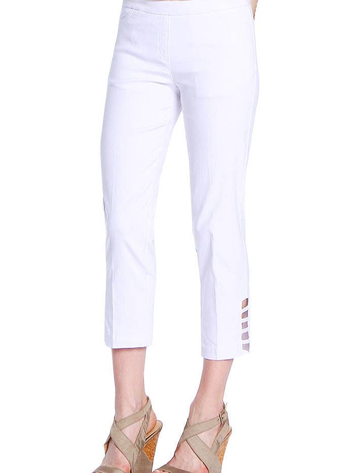 PULL ON WOVEN CROP PANT - WHITE for wholesale by Slimsation