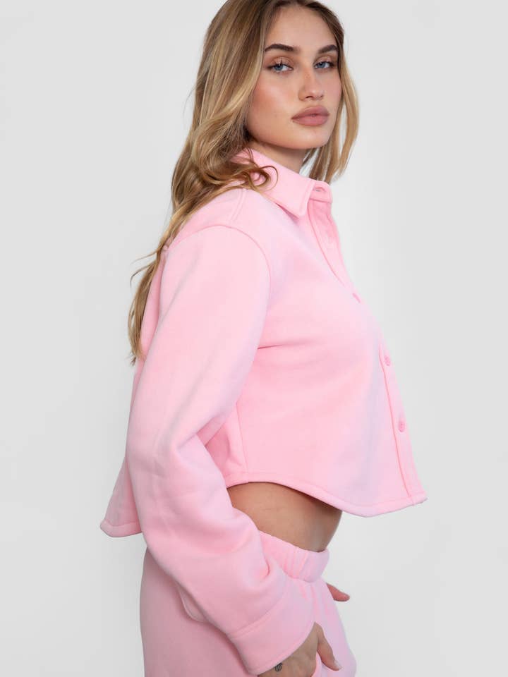 TICTOC - Wholesale Shirt Jacket/Shacket - Women's - JENNIE Plush Fleece Lounge Cropped Button Shirt Shacket12