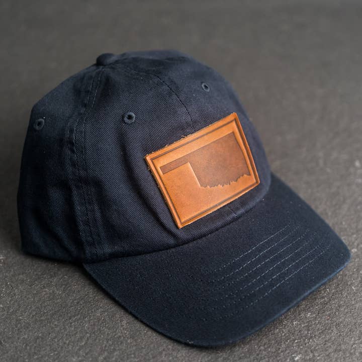 Ox & Pine - Wholesale Trucker Hat - Unisex - Leather Patch Unstructured Style Hat - Oklahoma Stamp