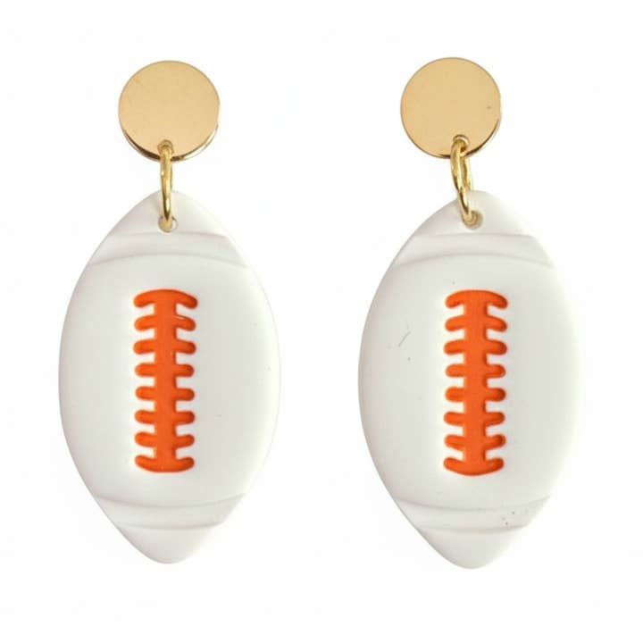 Custom White Football Dangles | Game Day, Team Spirit, Gifts for wholesale by Sweet Tree