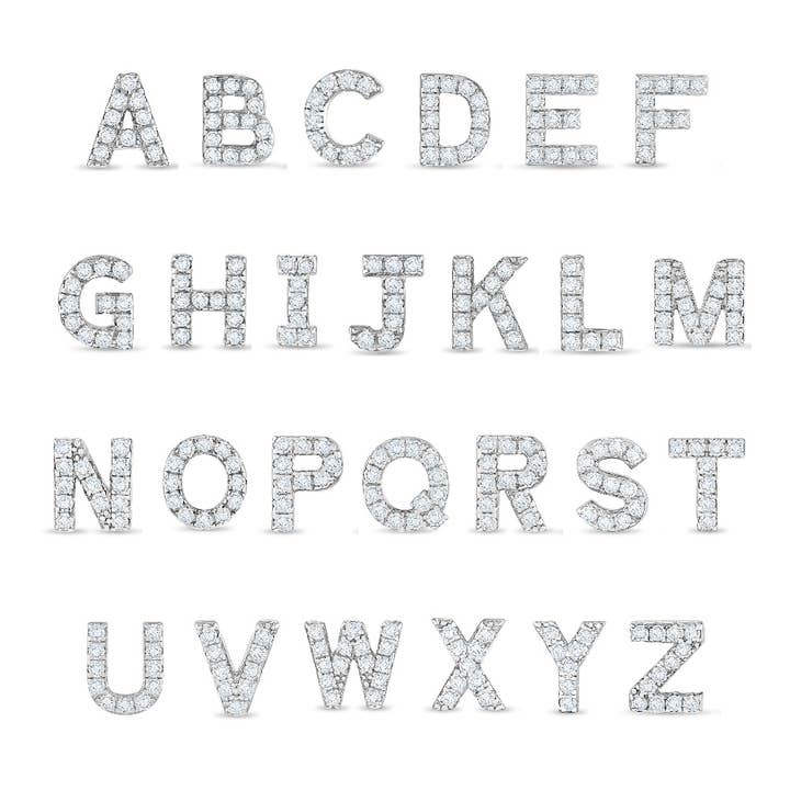 In Season Jewelry - Wholesale Earrings - Kids - CZ Letter Initial Girls / Kids Earrings - Sterling Silver18