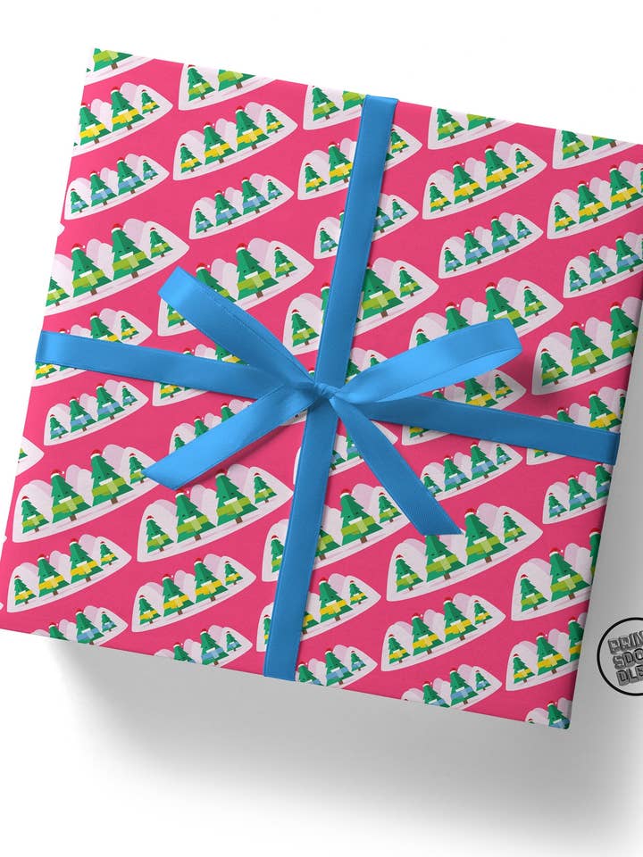 Super schattige kerstbomen cadeaupapier - plat vel voor wholesale door Sweary Card Lady