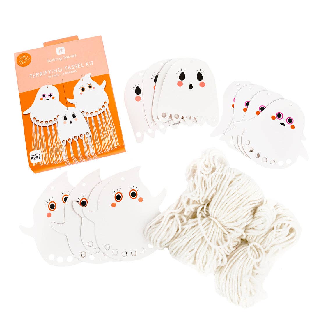 Talking Tables EU - Wholesale DIY Craft Kit - Halloween Ghost Tassel Craft Kit - 12 Pack0