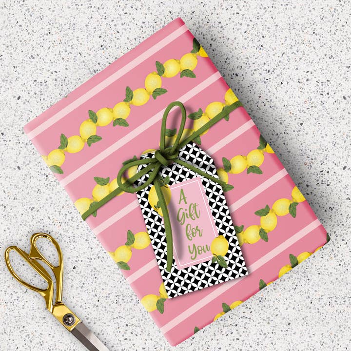 Mod Lounge Paper Company - Wholesale Gift tag - Lemon and Lattice Gift Tag Set of 10