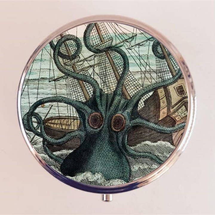 Kraken Pill Box Case Pillbox Holder Trinket Stash Box Octopus Victorian Squid Sea Monster for wholesale by FringePop