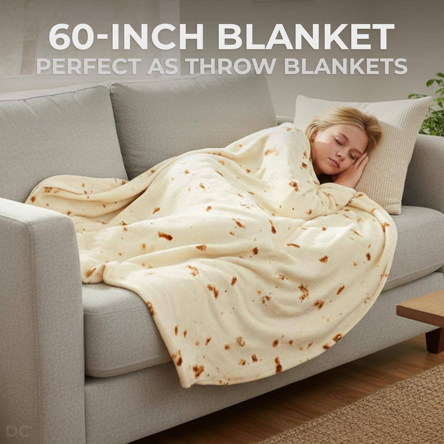 Zulay Kitchen - Wholesale Throw Blanket - Burrito Blanket Flour Tortilla Design20