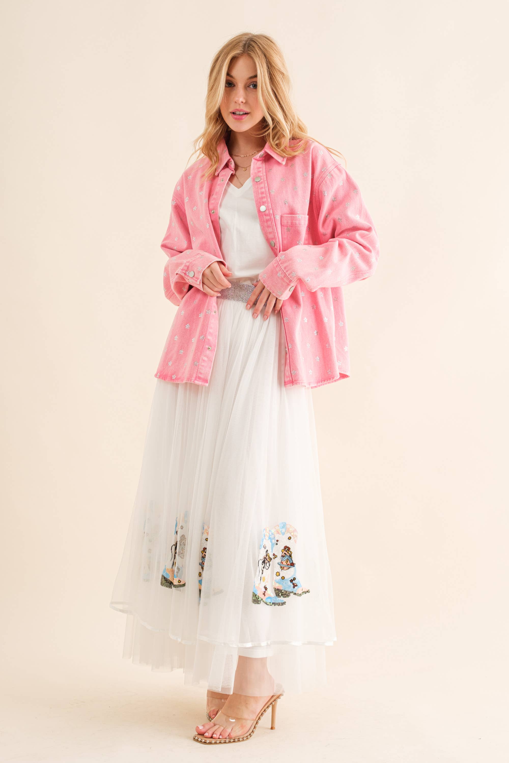 Blue B - Vente Veste en jean – femme - 22591J - Veste en jean surdimensionnée à boutons-pression Micro Star5