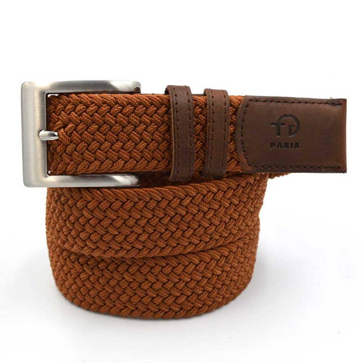 Cognac bruine gevlochten riem voor wholesale door THE FRENCH GAME