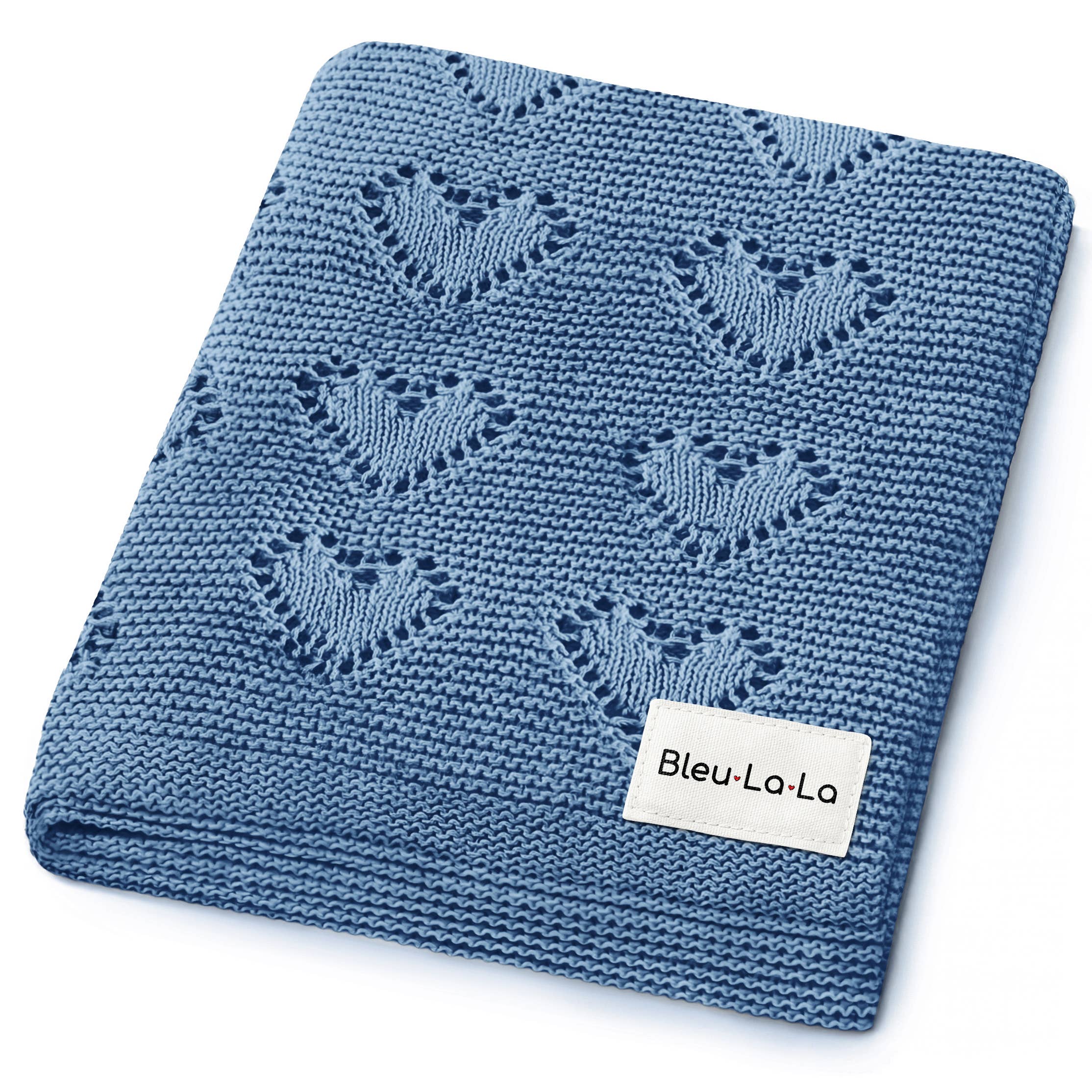 Bleu La La - Wholesale Receiving Blanket - Baby - 100% Luxury Cotton Receiving Swaddle Baby Blanket - Heart1