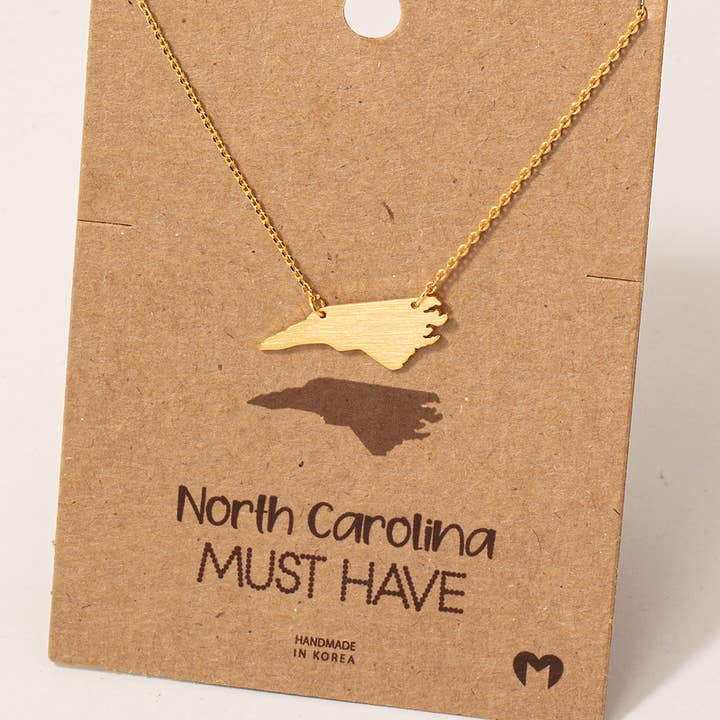 Fame Accessories - Wholesale Pendant/Charm Necklace - North Carolina State Pendant Necklace0