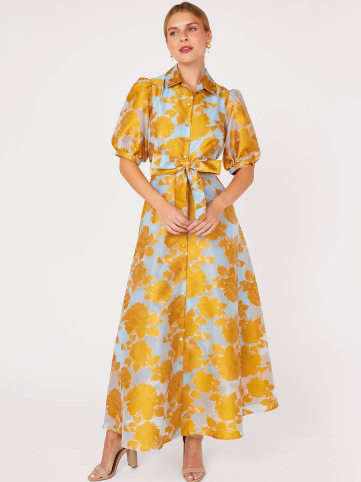 Charlotte Gown Gold Tea Rose Organza for wholesale by Abbey Glass