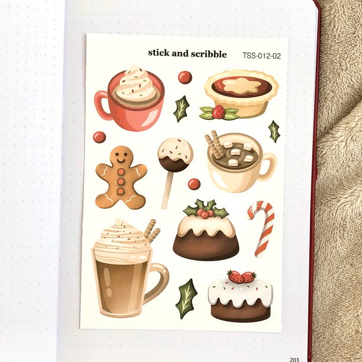 Christmas Treats (Version 2) Sticker Sheet for wholesale by Stick and Scribble