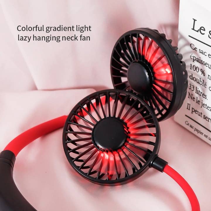 Hard Rock Health Stores - Wholesale Handheld Electric Fan - Mini Portable Hanging Neckband Fan USB Rechargeable Double Fans Air Cooler Conditioner Colorful Aroma Electric Desk Fan For Room XH3