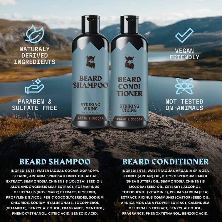 Striking Viking - Wholesale Beard Wash/Shampoo - Beard Shampoo & Conditioner Cologne - Argan & Jojoba Oil3
