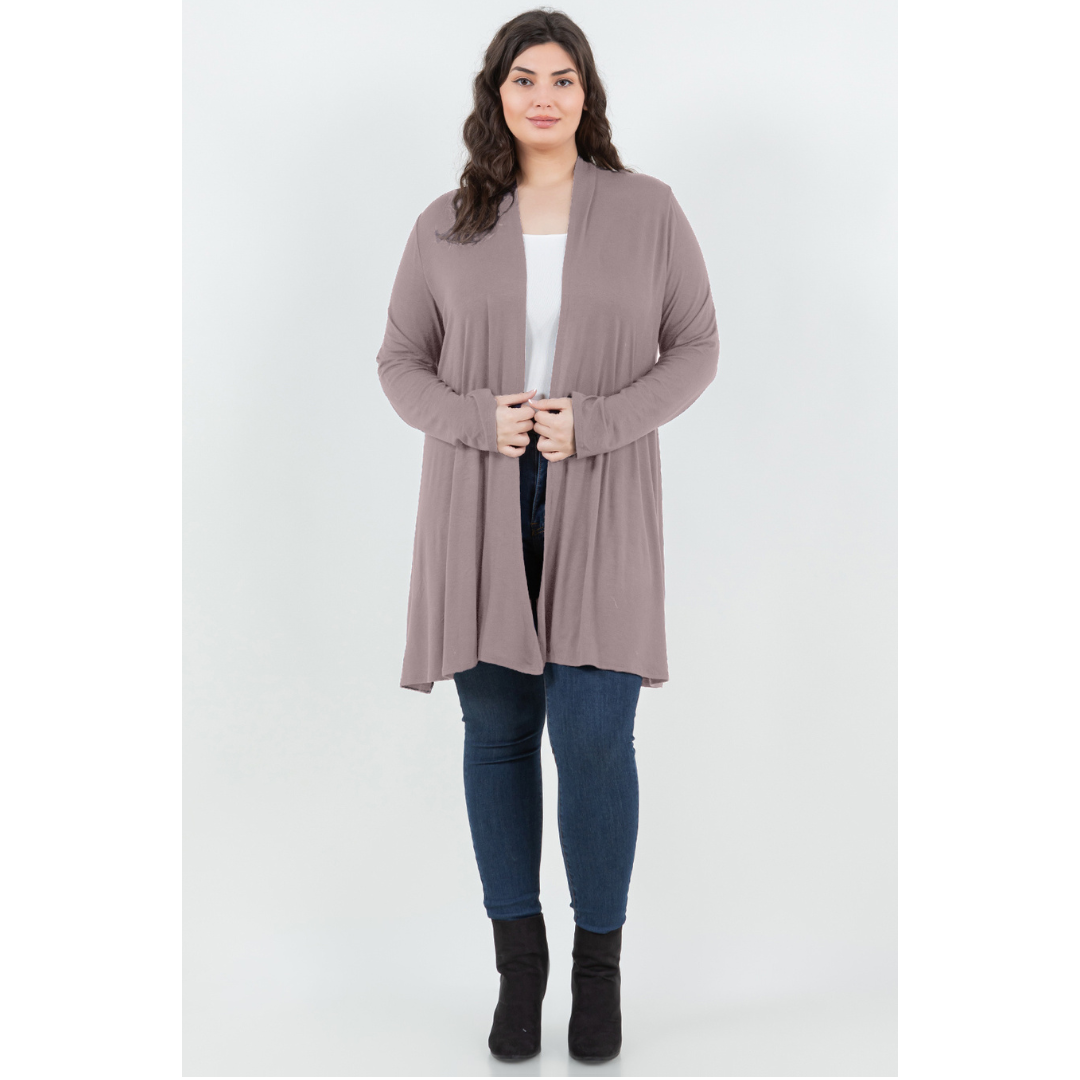 Azules Clothing - Wholesale Cardigan - Women's - Azules Plus Straight Hem Cardigan: Soft Long Sleeve Layer5
