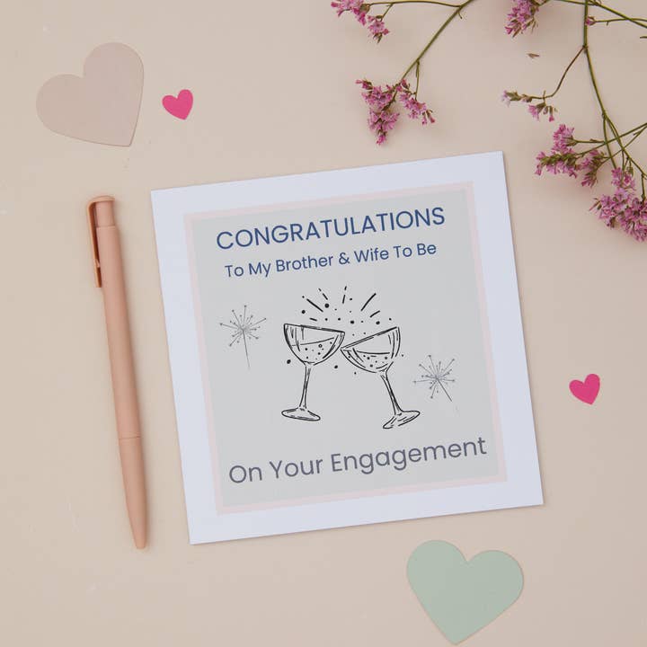 Brother Engagement Congratulations Card for wholesale by Sjstationery