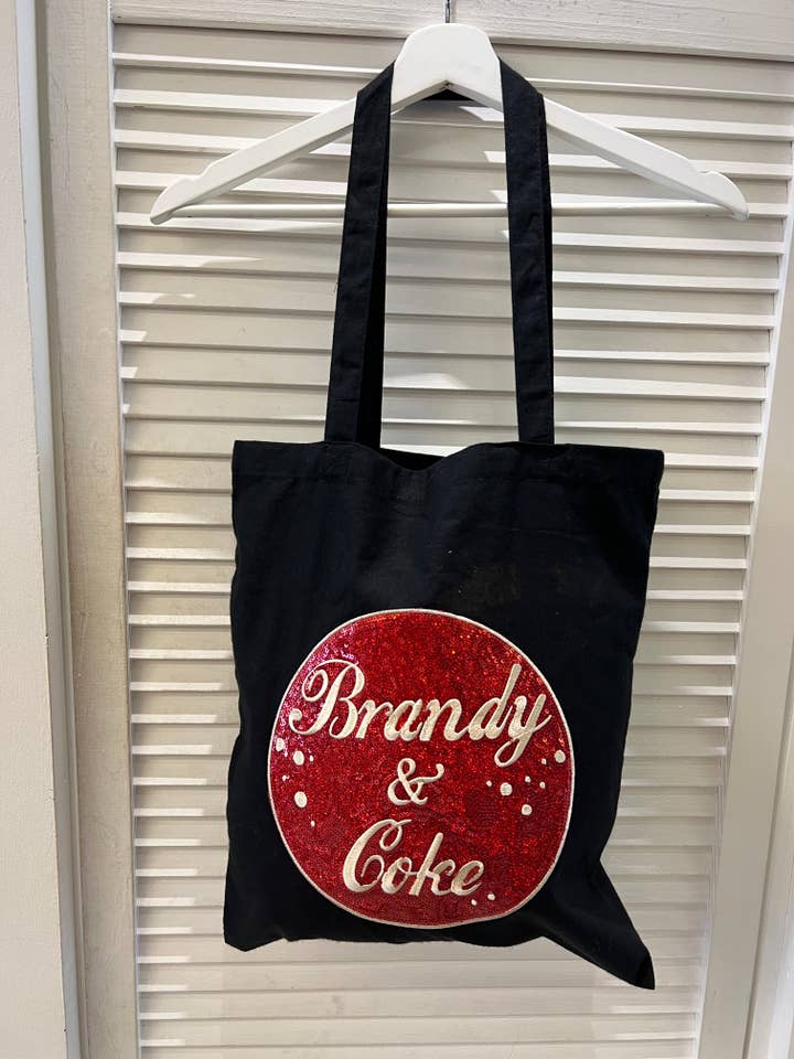 Sequin pony Brandy and Coke tote bag for wholesale by Nettie Knows