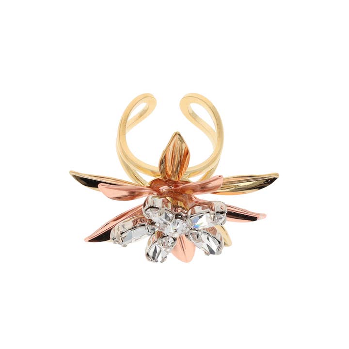 OTAZU - Wholesale Cocktail/Statement Ring - La Bloemen Crystal Flower Ring - Small3
