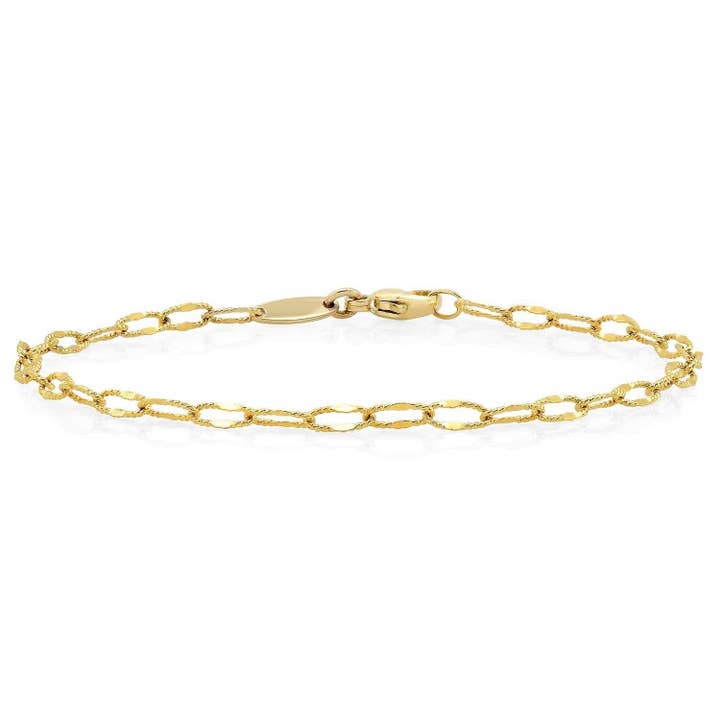 Charm Bracelet + Yellow Gold Oval Textured Chain for wholesale by Congés