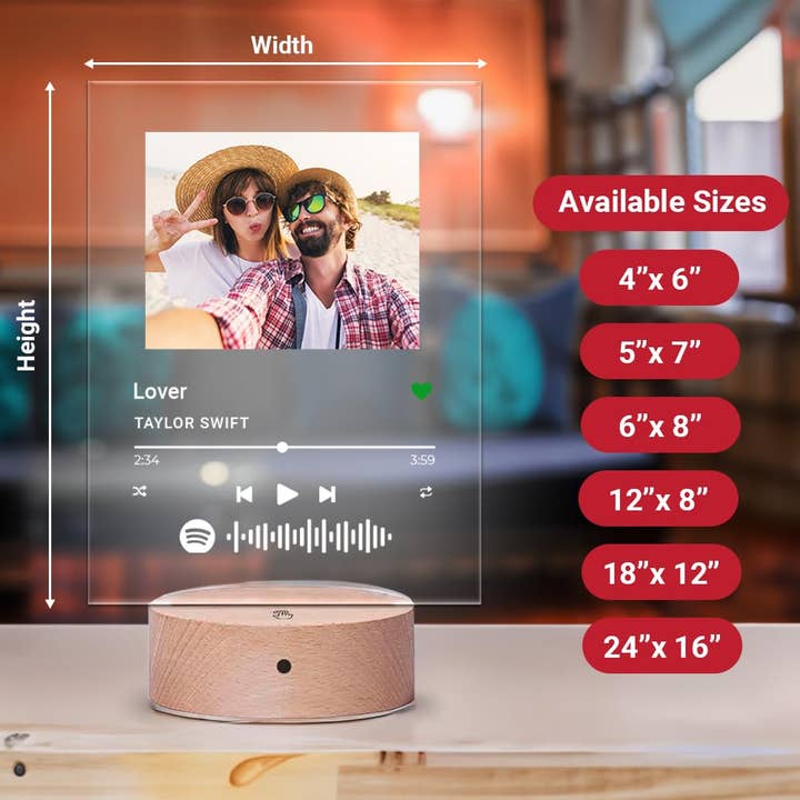 CanvasChamp - Wholesale Plaque - Personalized Spotify Acrylic Song Plaque with LED Base1