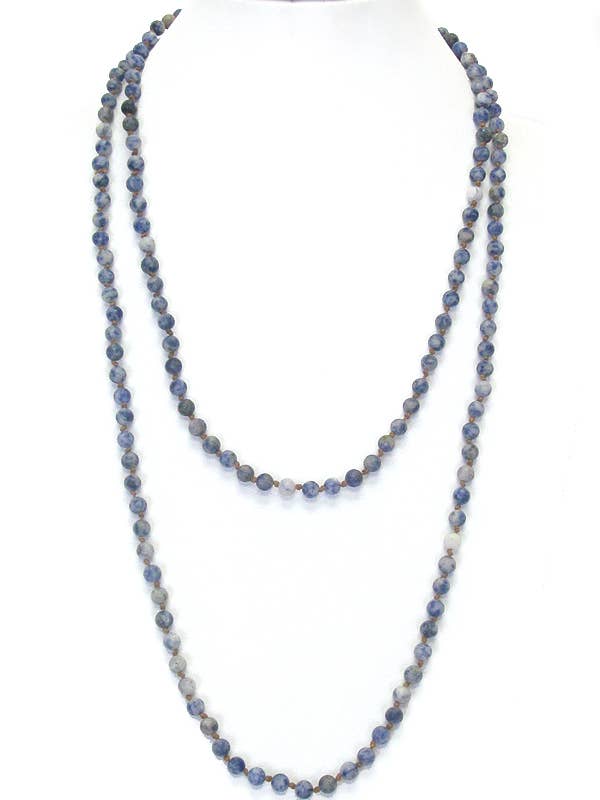 ( J111 ) GENUINE FROST BALL STONE LONG NECKLACE for wholesale by Jewelry Max