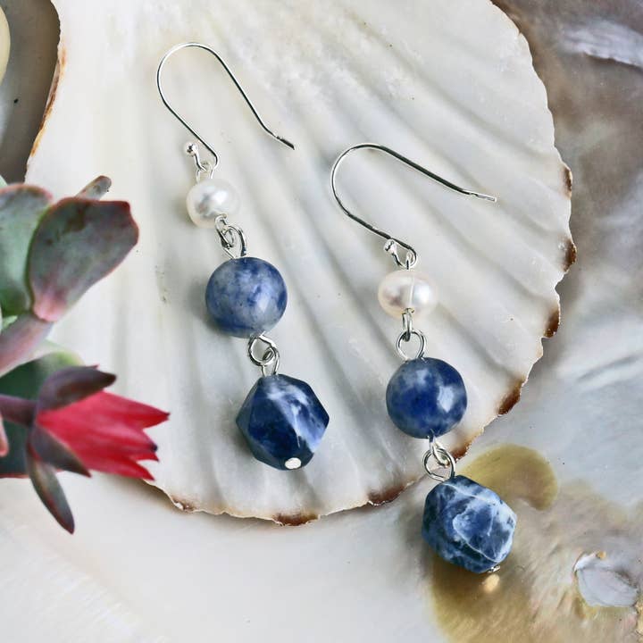 Stone & Pearl Drop Earrings for wholesale by IST Jewelry