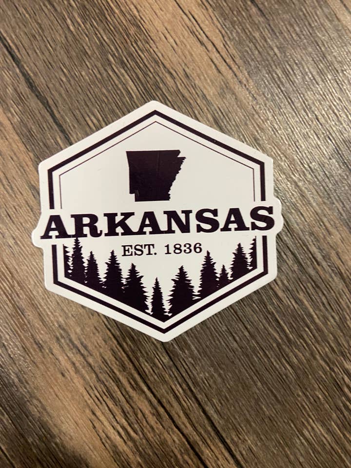 arkansas shape established date decal sticker 3" souvenirs for wholesale by Happy State Co