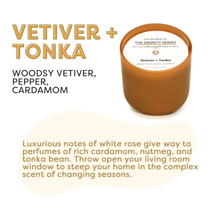 Calyan Wax Co. - Wholesale Jar/Filled Candle - Vetiver + Tonka - Dignity Series Soy Candle