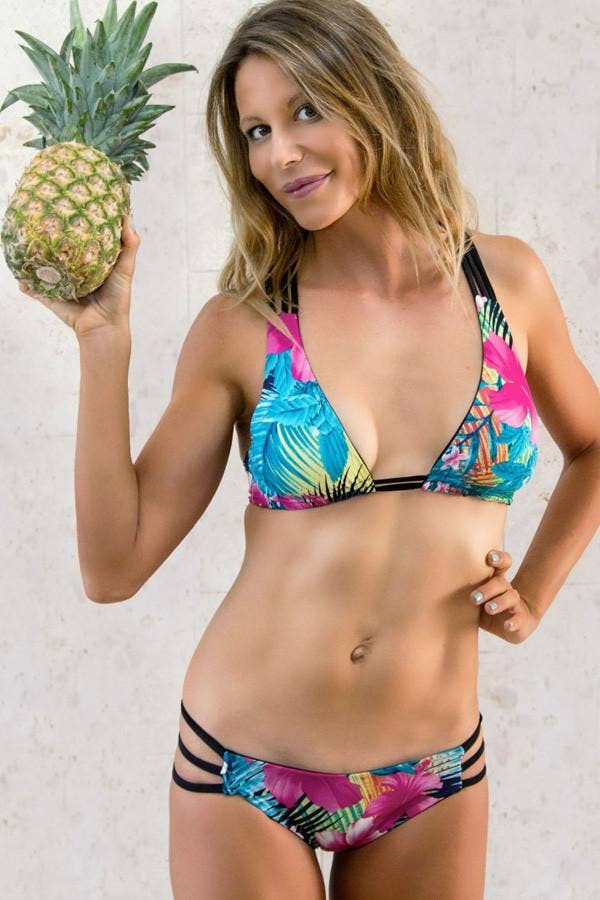 BiancaBikinis - Wholesale Swim Top - Women's - Stromboli Cross Back Top: Tropical Flower1
