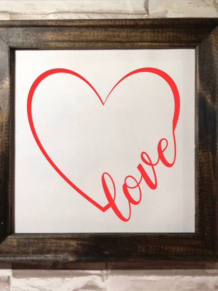 Love heart square framed canvas for wholesale by Works of Panglossian
