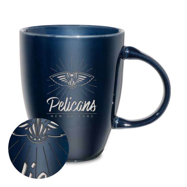 NBA New Orleans Pelicans Sunburst 18oz Ceramic Lustre Mug for wholesale by Rico Industries