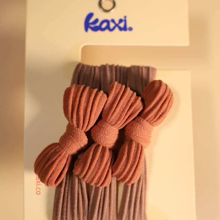 KAXI - Wholesale Hair Tie - TWO TONED BOW SLICK BACK PONYTAILS (PACK OF 3)15