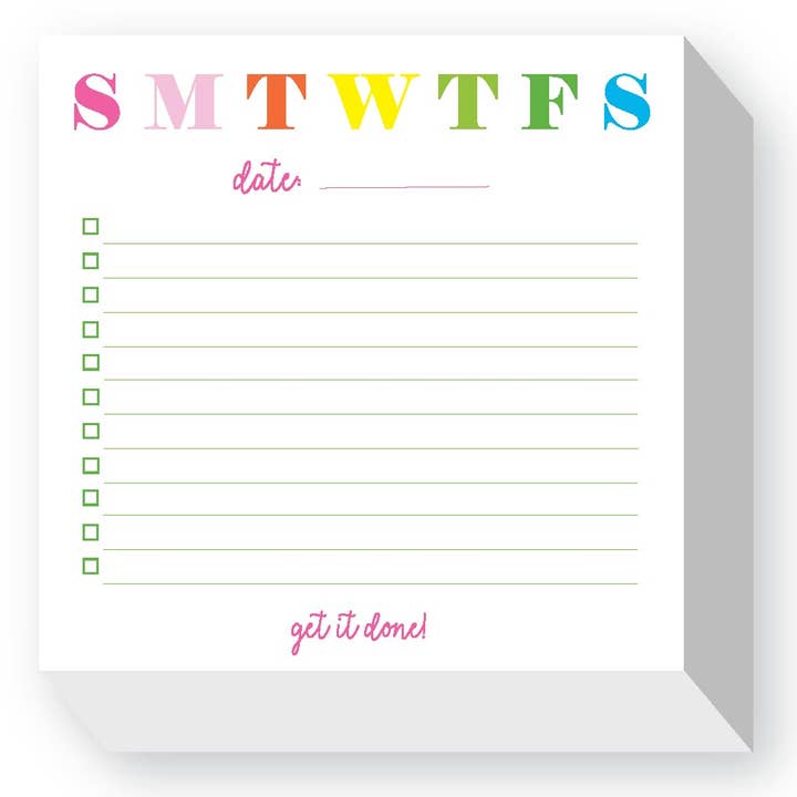 DAILY LIST CHUBBIE NOTEPAD for wholesale by Donovan Designs