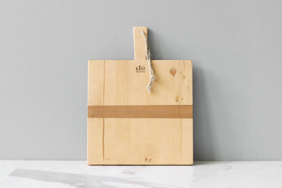 etúHOME - Wholesale Cheese board - Square Natural Pine Wood Charcuterie Cheese Board, Small