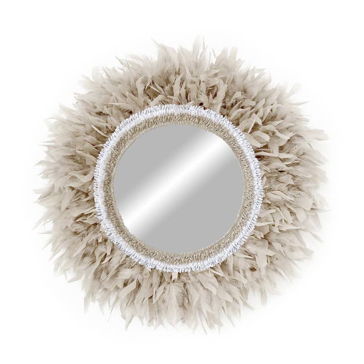 Feather Mirror Wall Decoration Round Feathers for wholesale by Geometrik Design