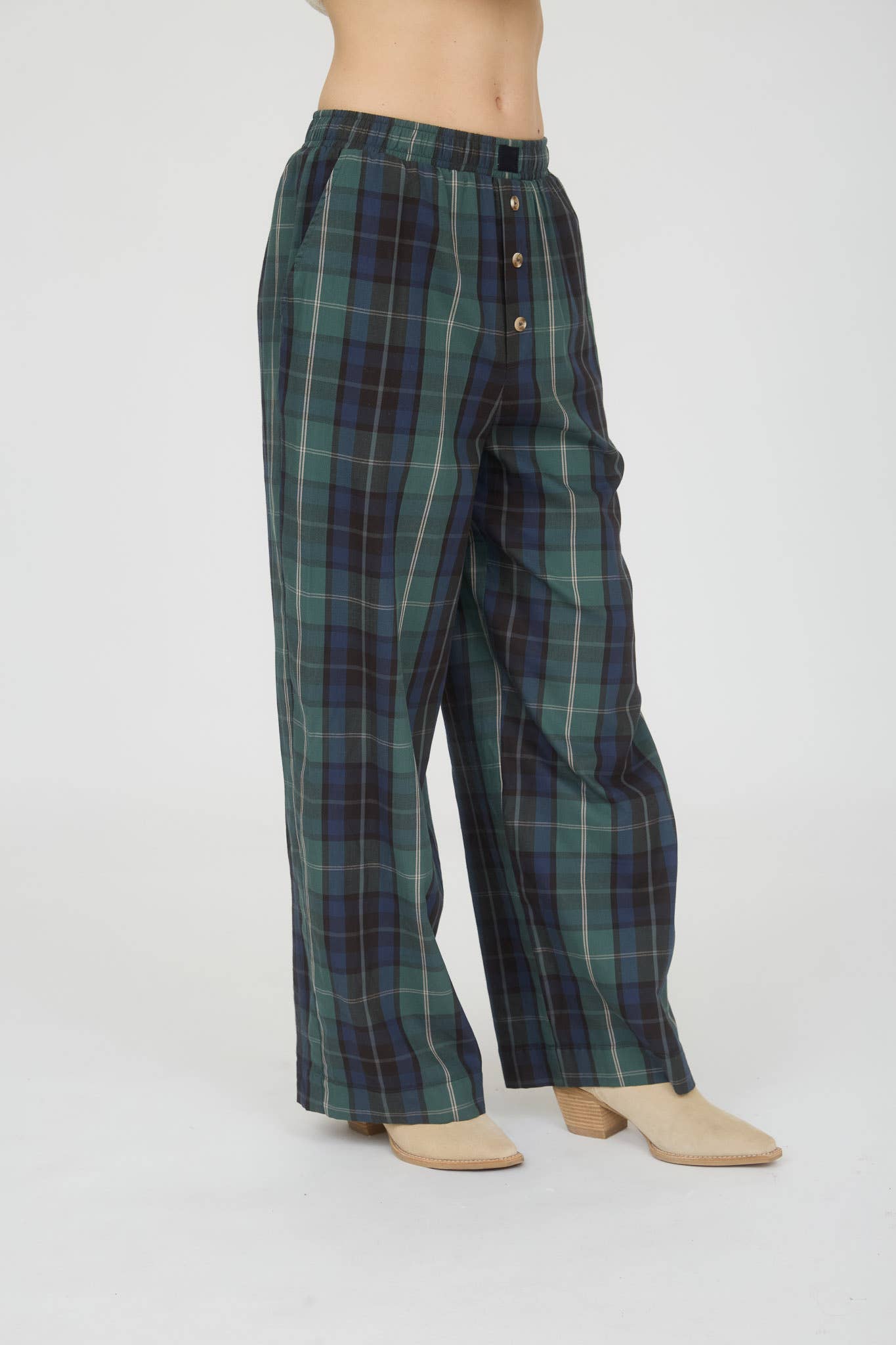 J.O.A - Wholesale Pants - Women's - PLAID ELASTIC WAIST LOUNGE PANTS4