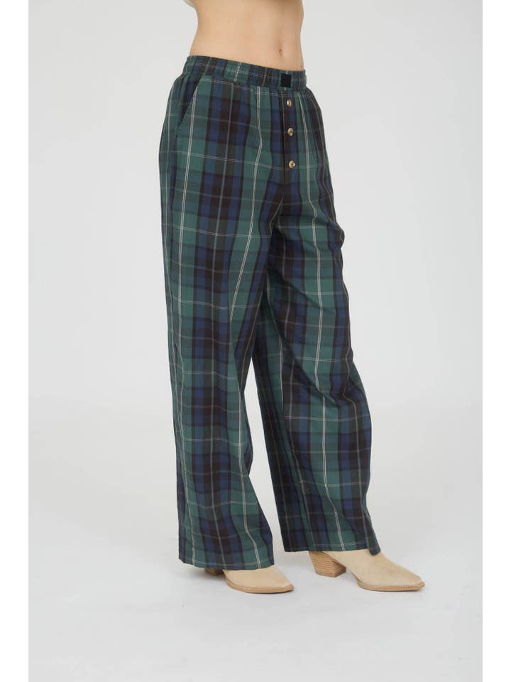 J.O.A - Wholesale Pants - Women's - PLAID ELASTIC WAIST LOUNGE PANTS4
