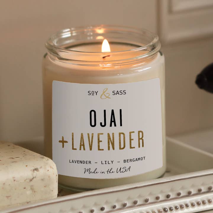 Ojai Lavender Soy Wax candle 7.2 oz Home Decor & Gifts for wholesale by Soy and Sass