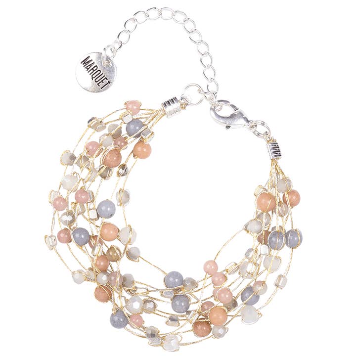 Marquet - Wholesale Beaded Bracelet - Reena Silk and Stone Bracelet with Printed Retail Price8