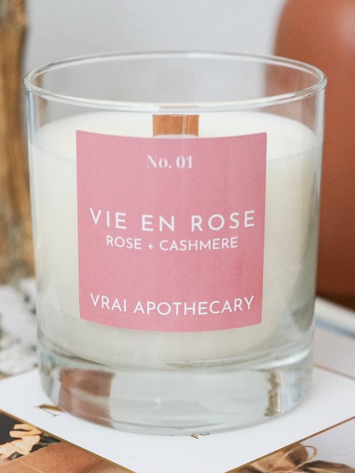 Premium Candle 7.5oz - Vie en Rose for wholesale by Vrai Apothecary