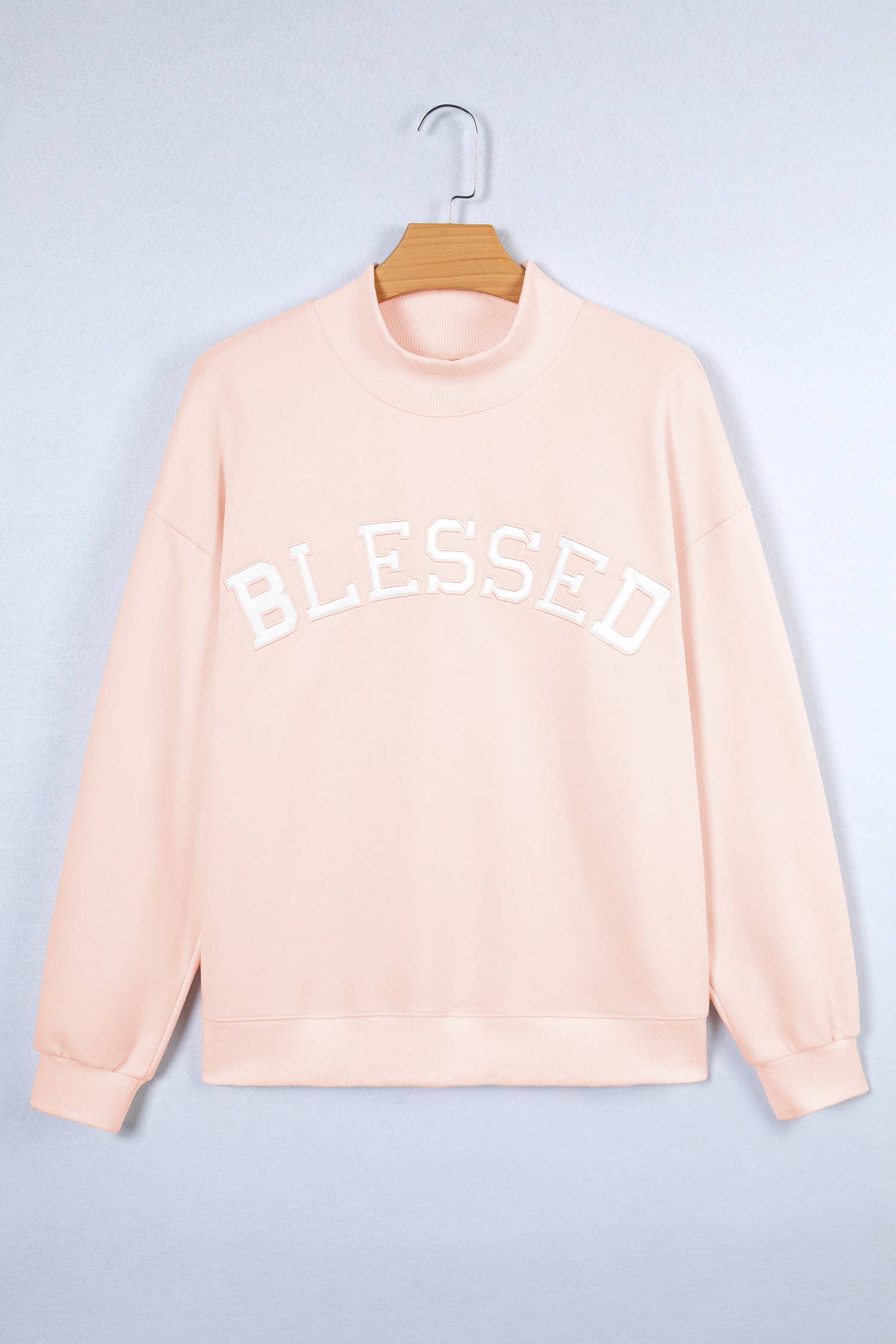 1 the Woman - Wholesale Sweatshirt - Women's - Spring 2026 Blessed Embroidered Mock Neck Sweatshirt | S-4X7