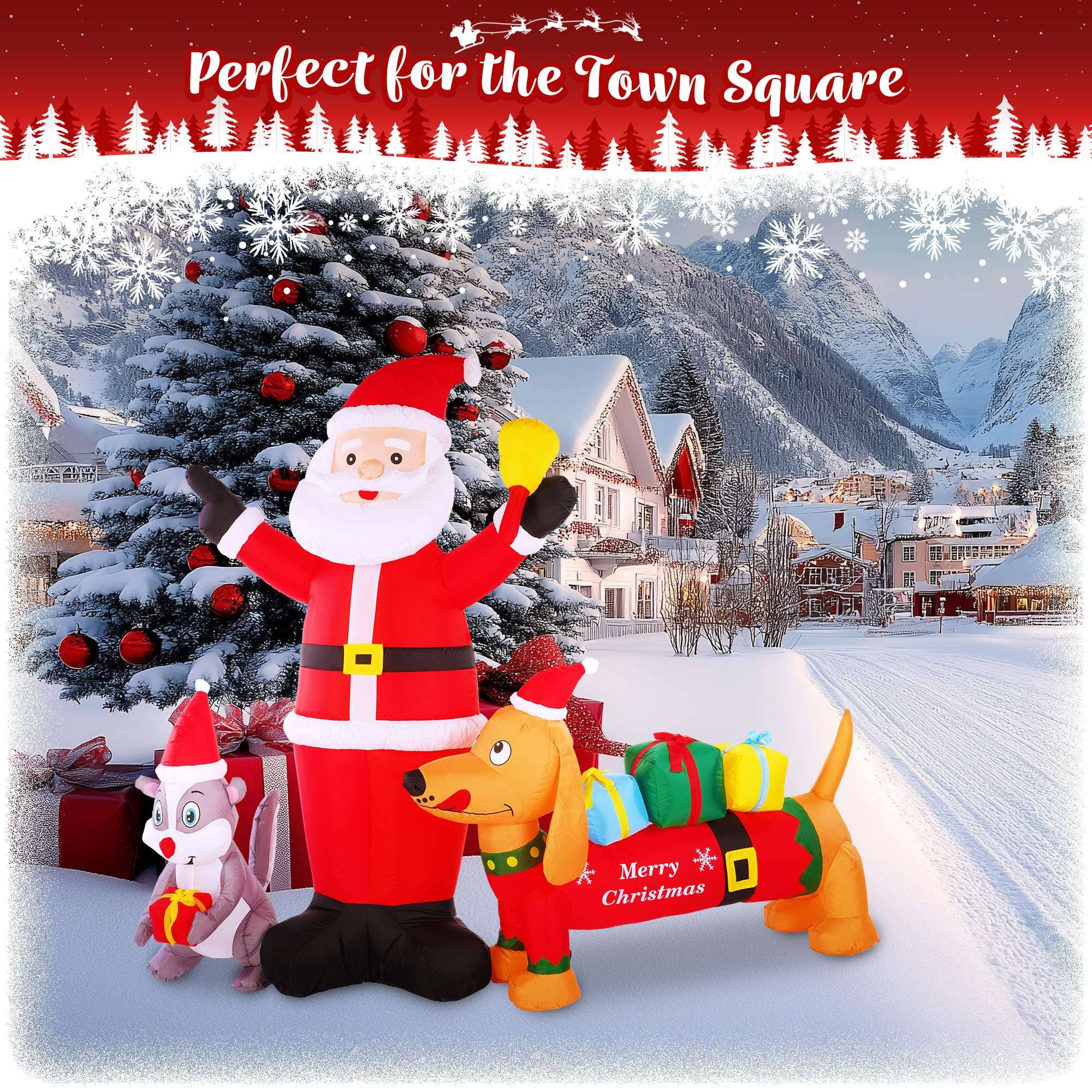 G128 - Wholesale Christmas Decoration - Inflatable Santa Claus with Dog and Raccoon, Christmas Decor3