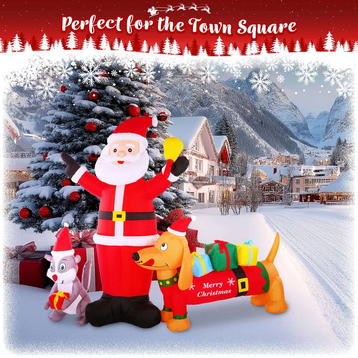 G128 - Wholesale Christmas Decoration - Inflatable Santa Claus with Dog and Raccoon, Christmas Decor3