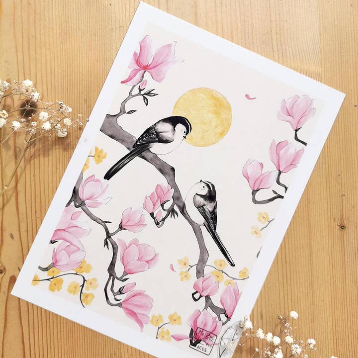 Cartaz Magnólia 15x21 cm por atacado de Ma Patte Laisse Des Traces