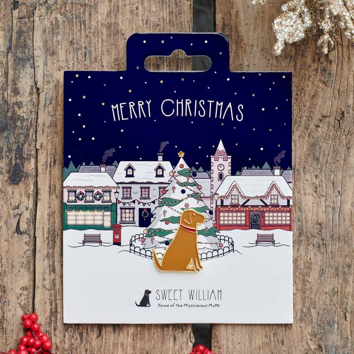 Sweet William Designs - Wholesale Brooch - Christmas Dog Pin - Fox Red Labrador0