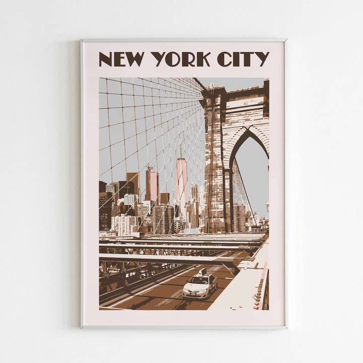 Newpencilbox Art - Wholesale Art Print - New York City Poster Vintage Retro Brooklyn Bridge Art Print8