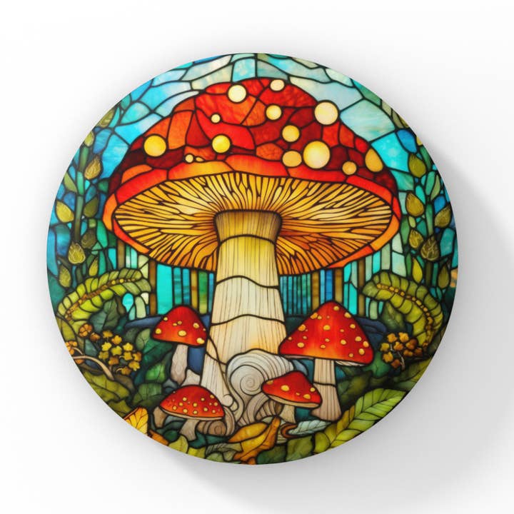 Mushroom Pin Button, Mushroom Keychain, Mushroom Magnet for wholesale by NatureCuts