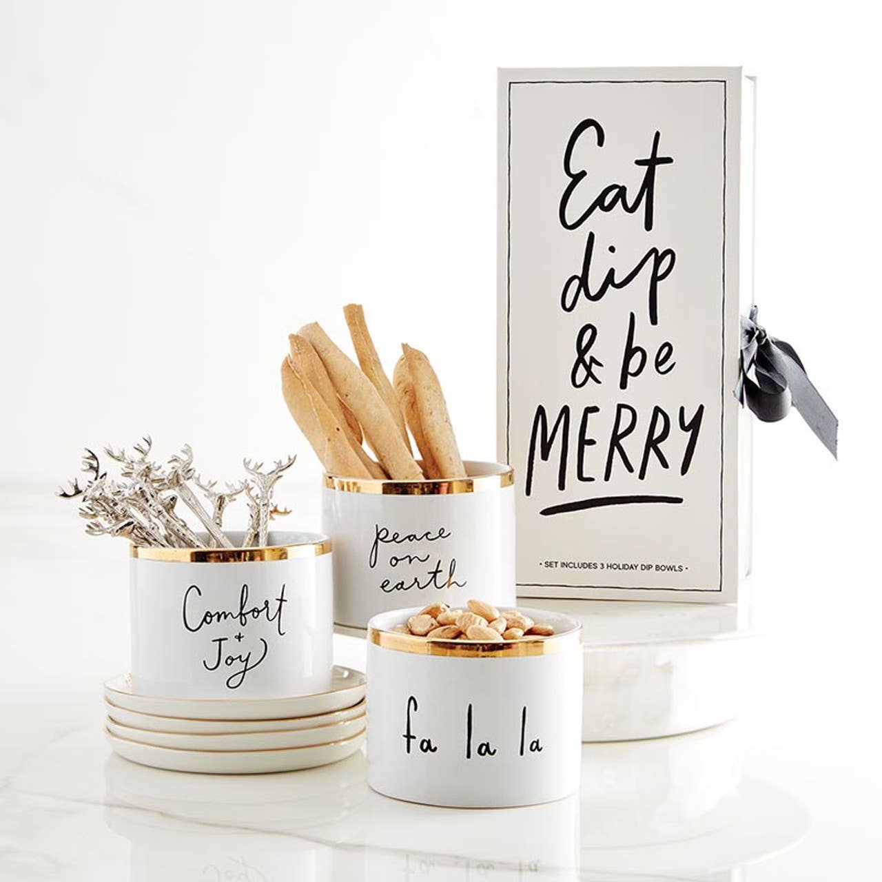 Santa Barbara Design Studio by Creative Brands - Wholesale Condiment/Dip Bowl - Gold Holiday Dip Bowls Book Box - Eat, Dip & Be Merry6